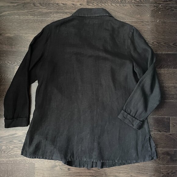 FLAX Black Linen Shirt or Jacket-Size Medium/Large - Picture 3 of 7